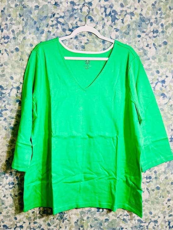 Isaac Mizrahi Tops - Isaac Mizrahi Live Green Pima Cotton V Neck Tunic Top 3X